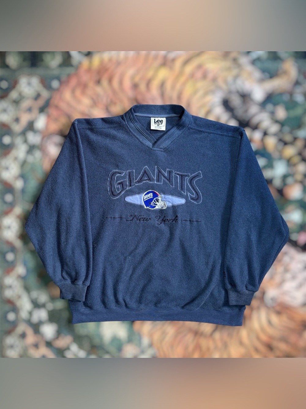 Vintage 90s Lee Sport New York Giants Pullover Sweatshirt NFL Blue Large